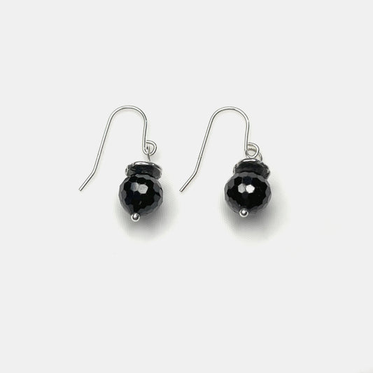 1-Stone Dangle Earrings, Black Tourmaline, Sterling
