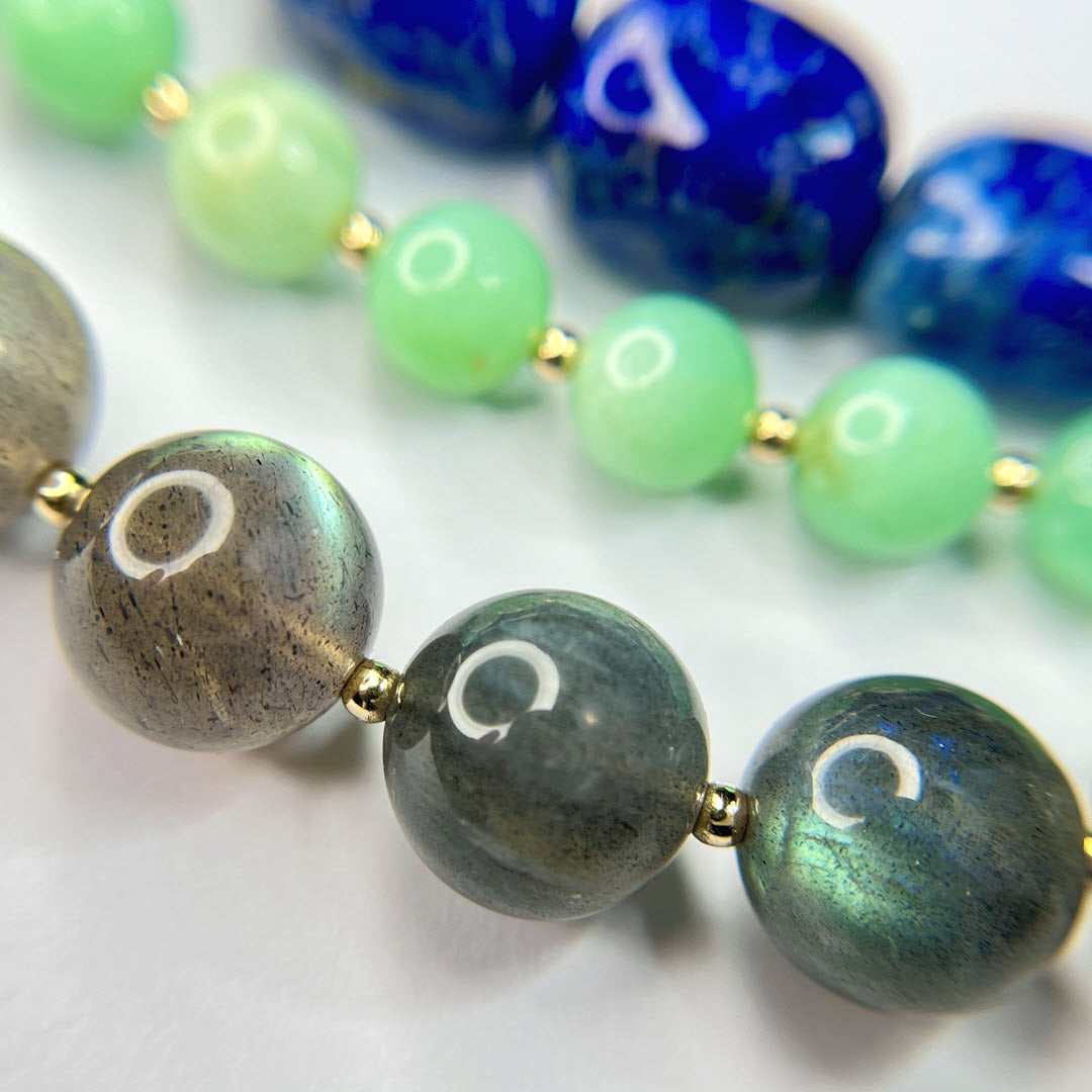 Chrysoprase 18" Beaded Necklace, 14K Gold Fill