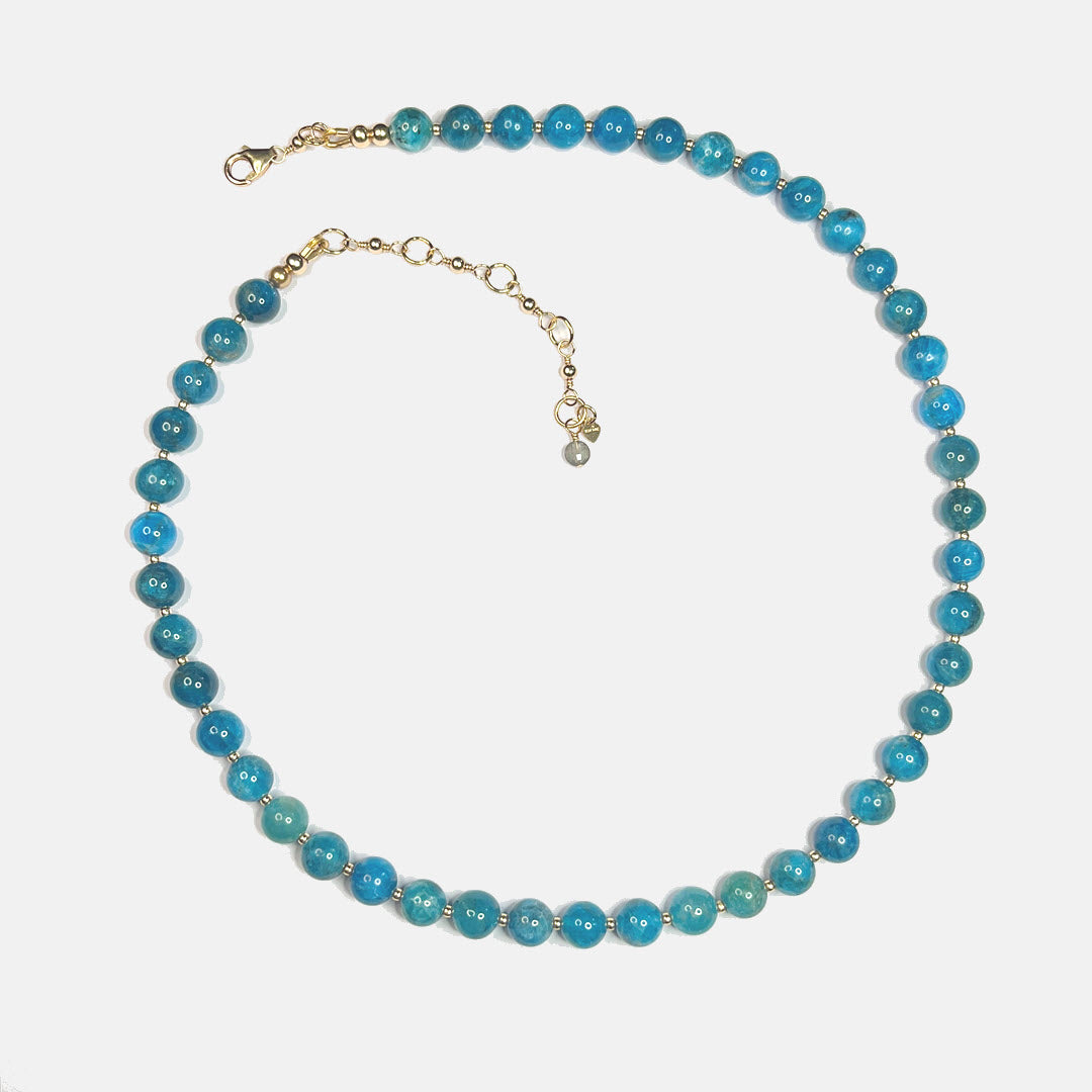 Neon Apatite 18" Beaded Necklace, 14K Gold Fill