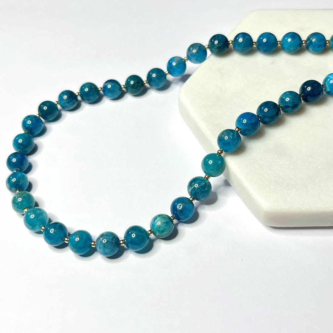 Neon Apatite 18" Beaded Necklace, 14K Gold Fill