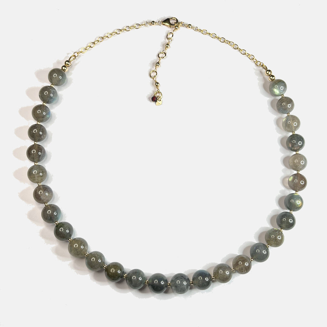 Labradorite 19" Beaded Necklace, 14K Gold Fill