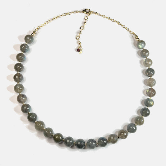 Labradorite 19" Beaded Necklace, 14K Gold Fill