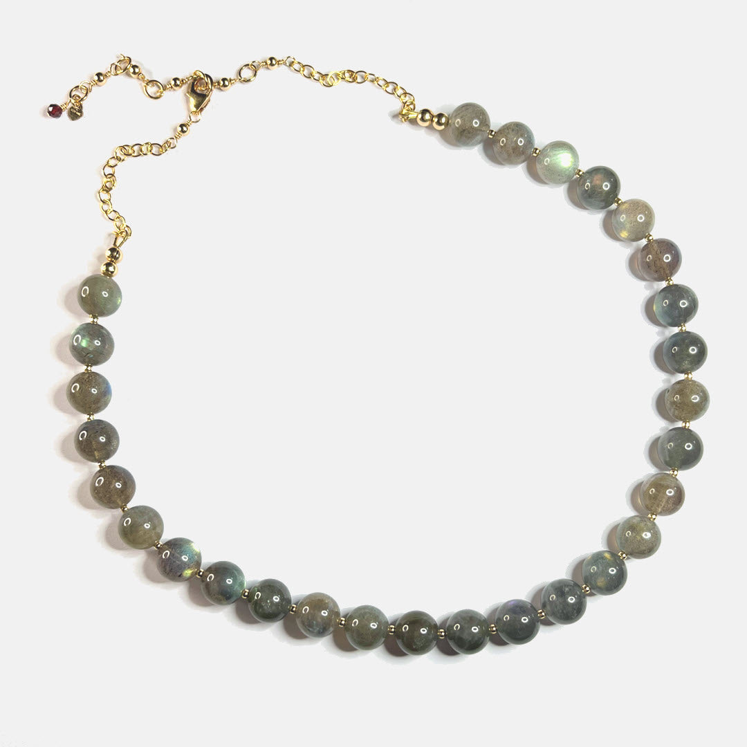 Labradorite 19" Beaded Necklace, 14K Gold Fill