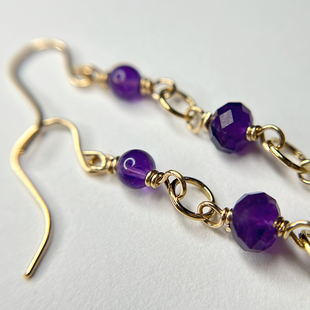 Amethyst and Labradorite Dangle Earrings, 14K Gold Fill