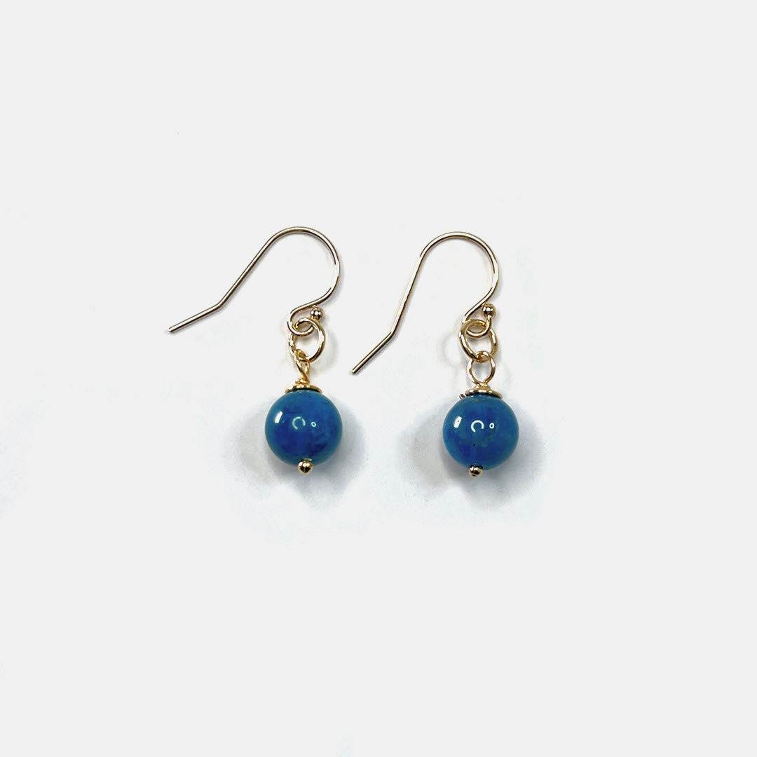 1-Stone Dangle Earrings, Neon Apatite, 14K Gold Fill