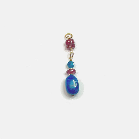Ruby and Blue Apatite Pendant, 14K Gold Fill