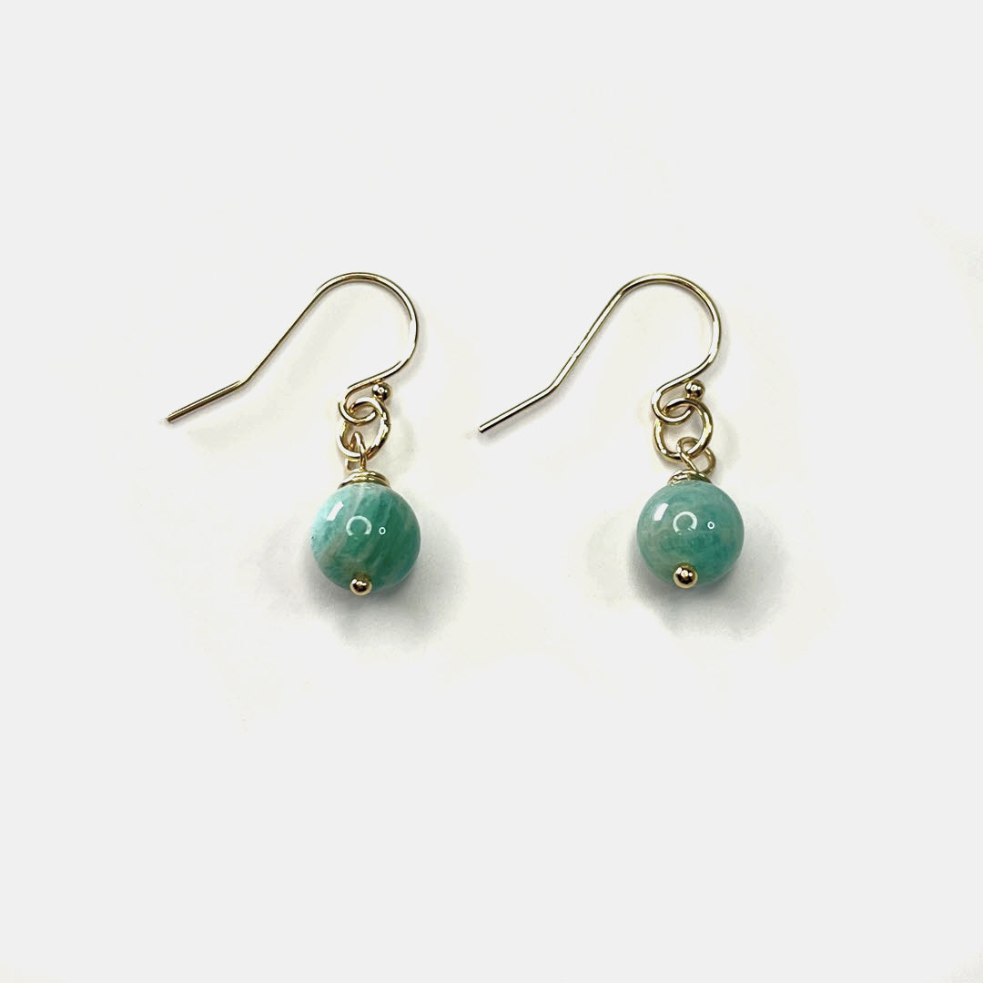 1-Stone Dangle Earrings, Amazonite, 14K Gold Fill