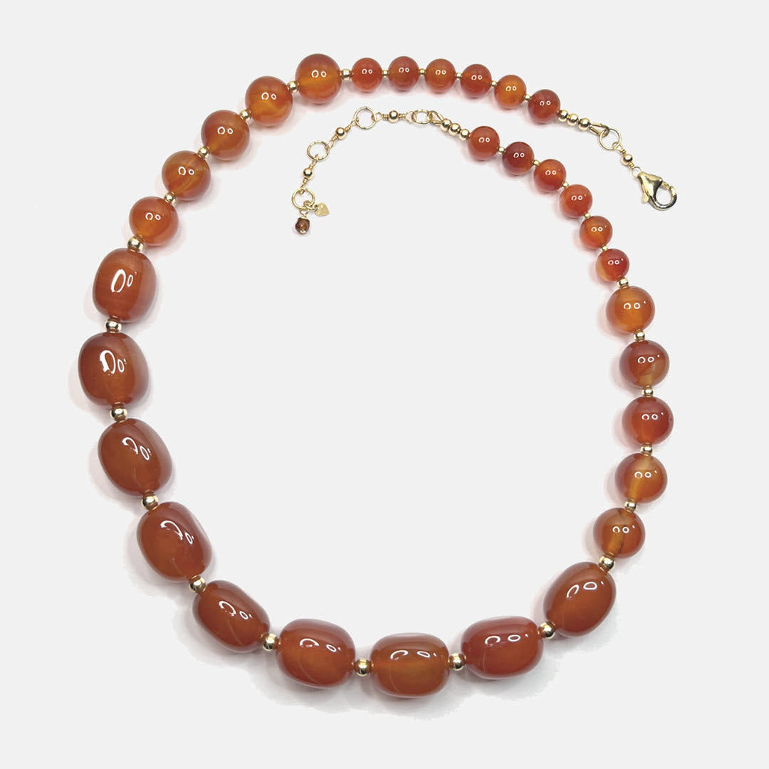 Carnelian Graduated 20" Beaded Necklace, 14K Gold Fill