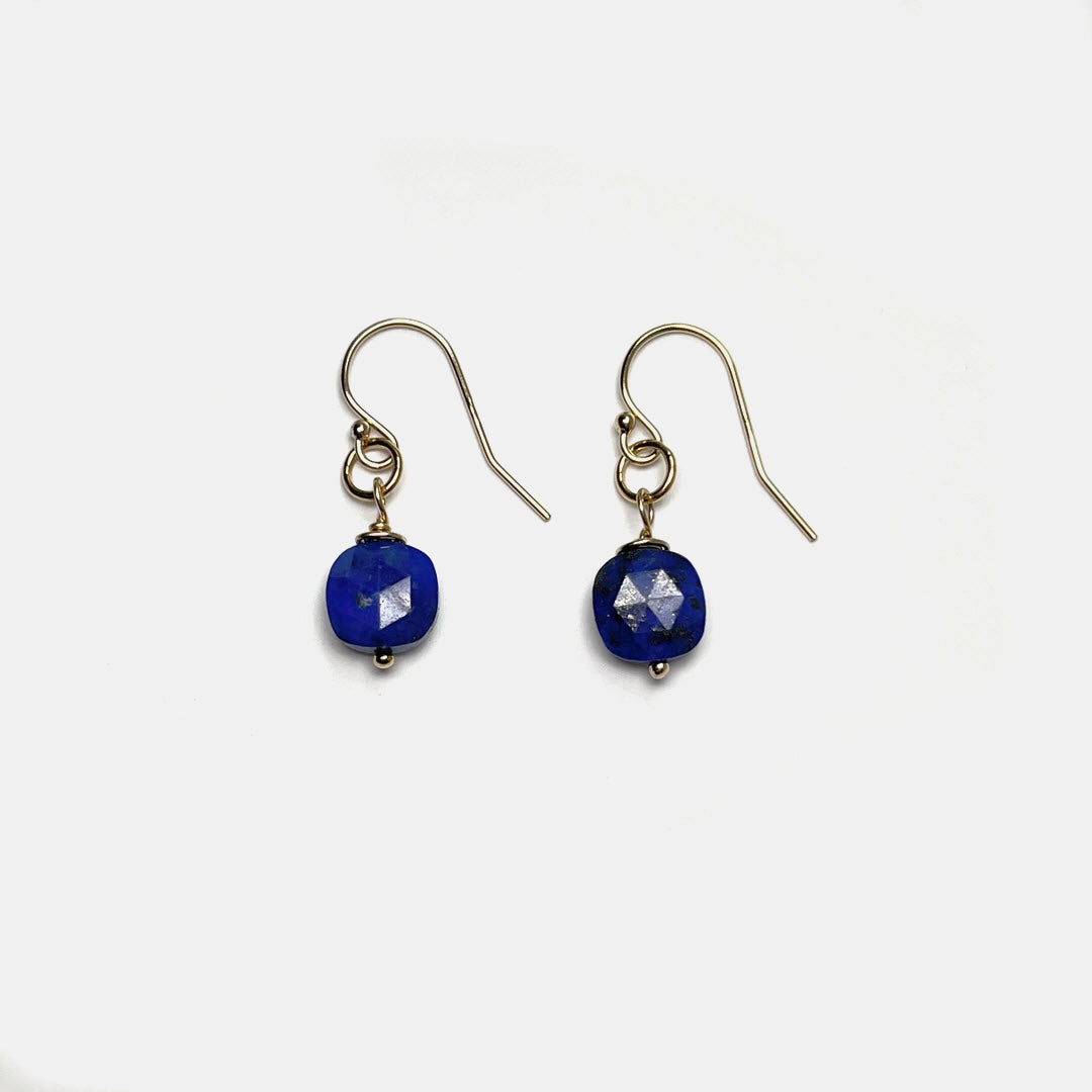 1-Stone Dangle Earrings, Lapis, 14K Gold Fill