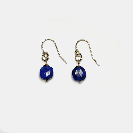 1-Stone Dangle Earrings, Lapis, 14K Gold Fill