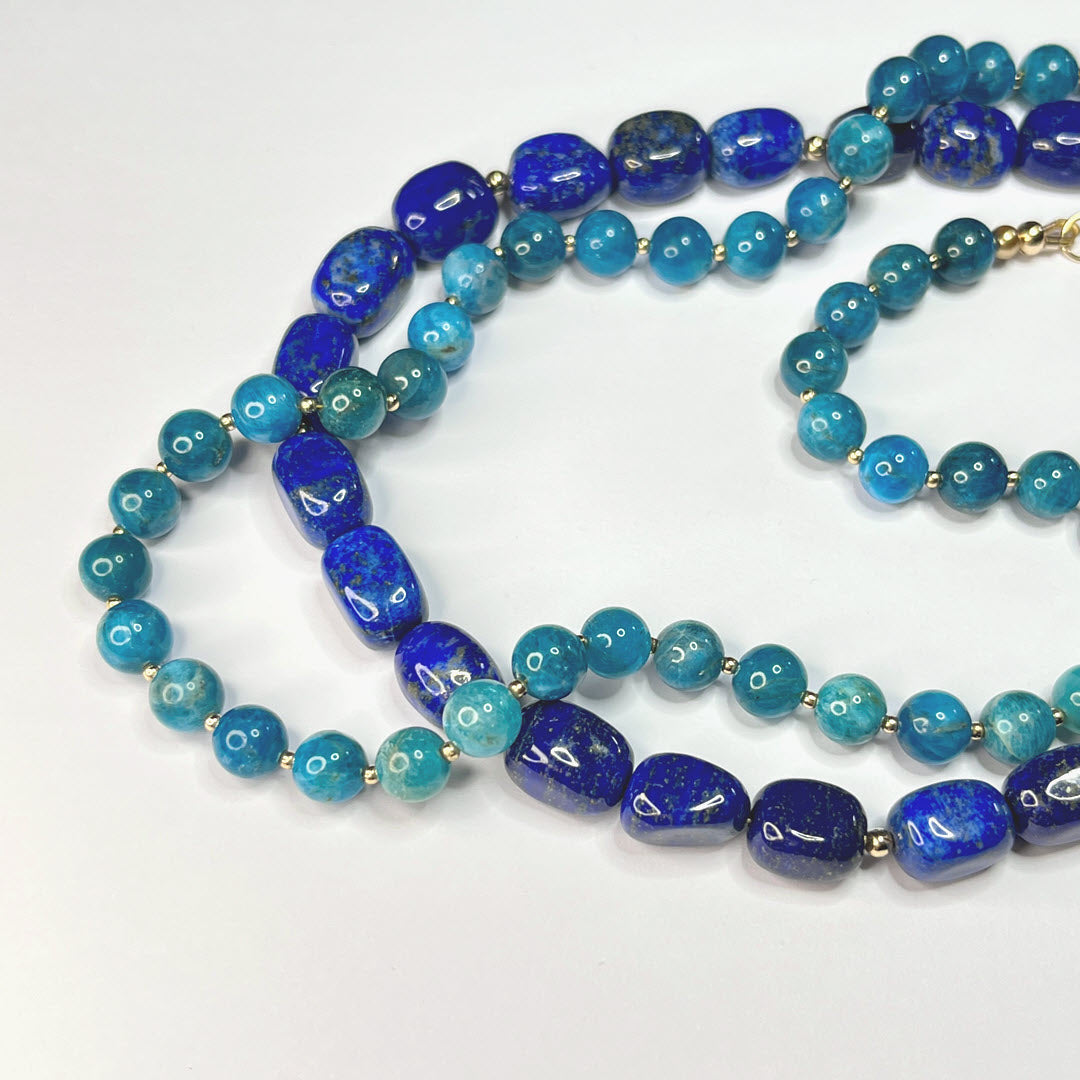 Neon Apatite 18" Beaded Necklace, 14K Gold Fill