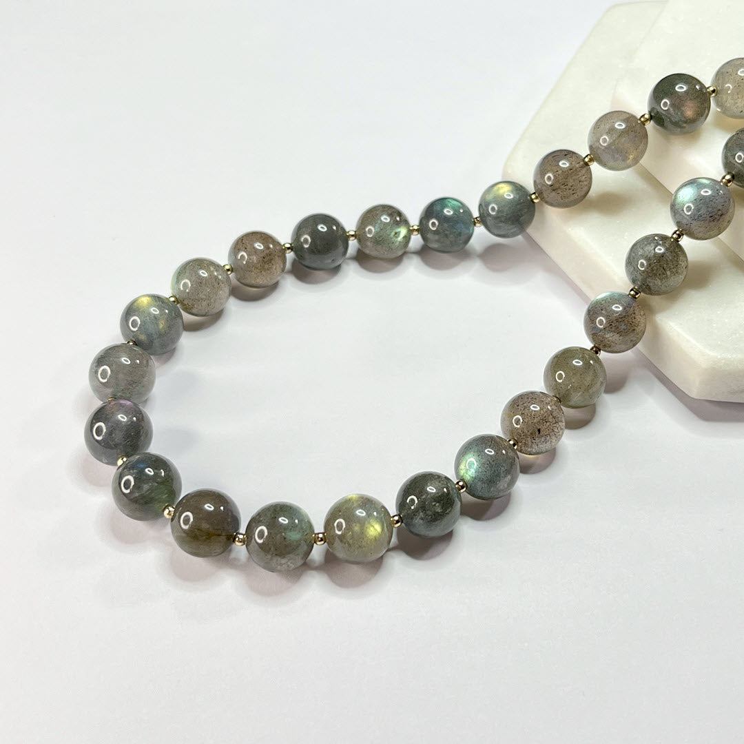 Labradorite 19" Beaded Necklace, 14K Gold Fill