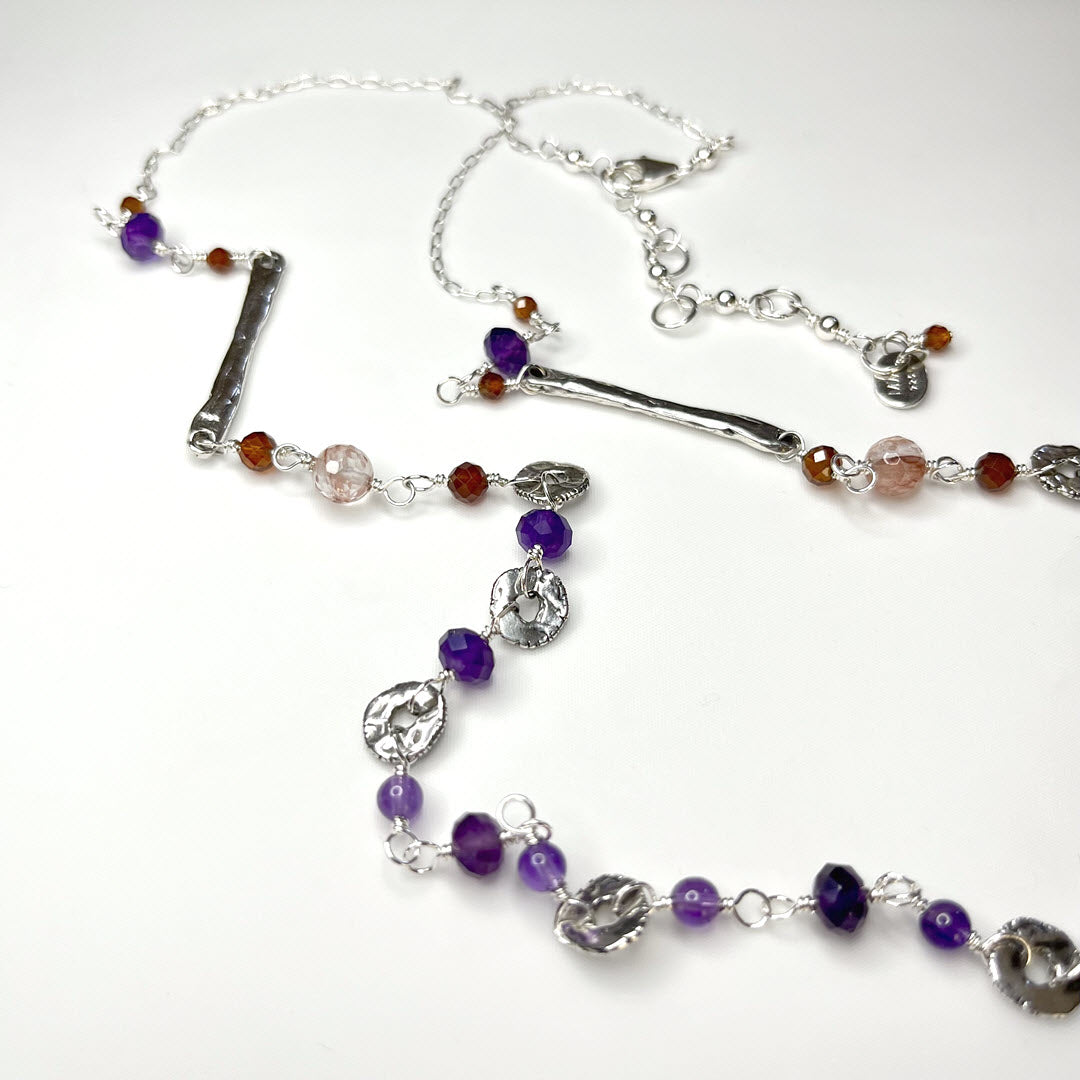 “Sticks and Stones” Necklace, Amethyst, Sterling