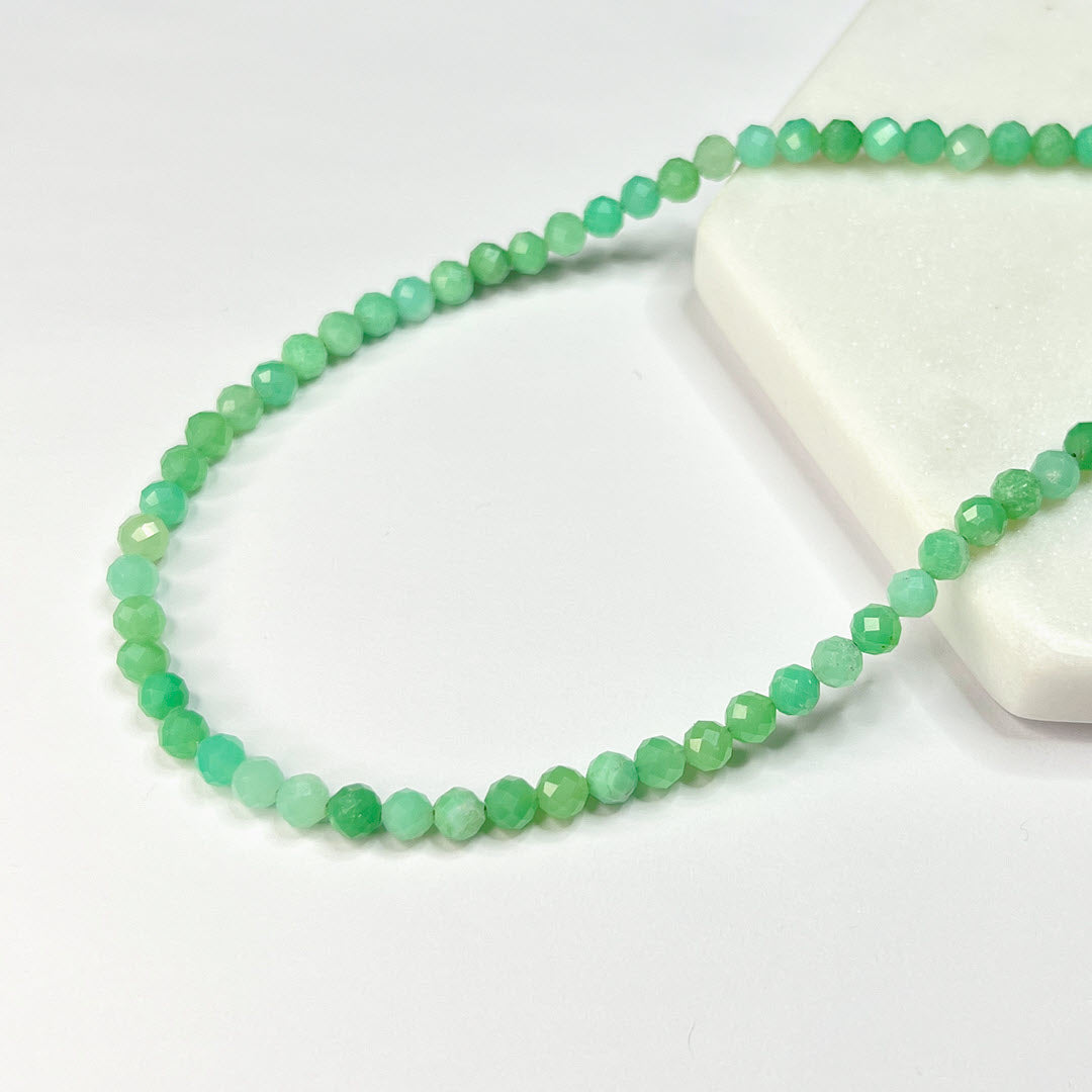 Faceted Chrysoprase 22" Beaded Necklace, 14K Gold Fill