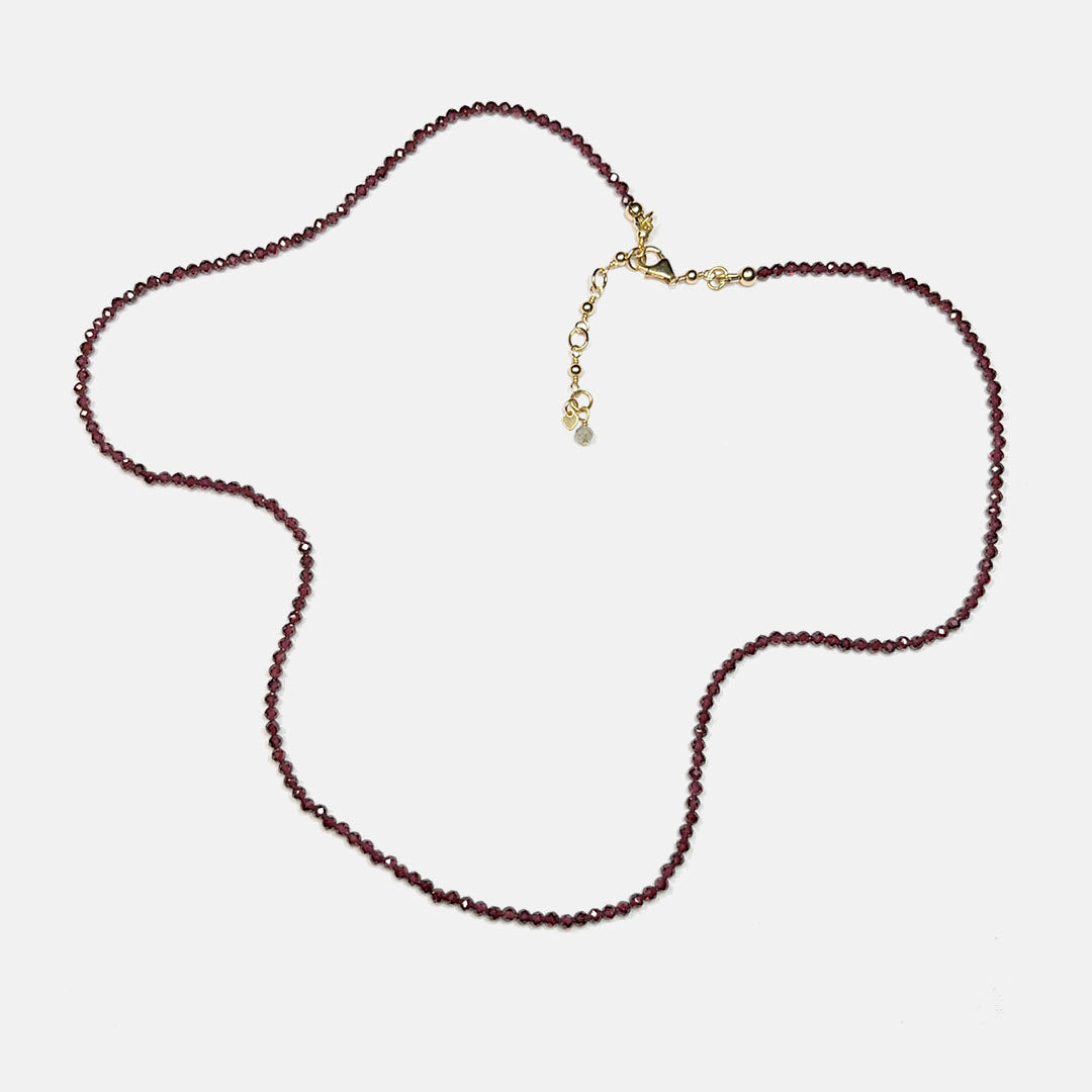 Faceted Garnet 24" Beaded Necklace, 14K Gold Fill