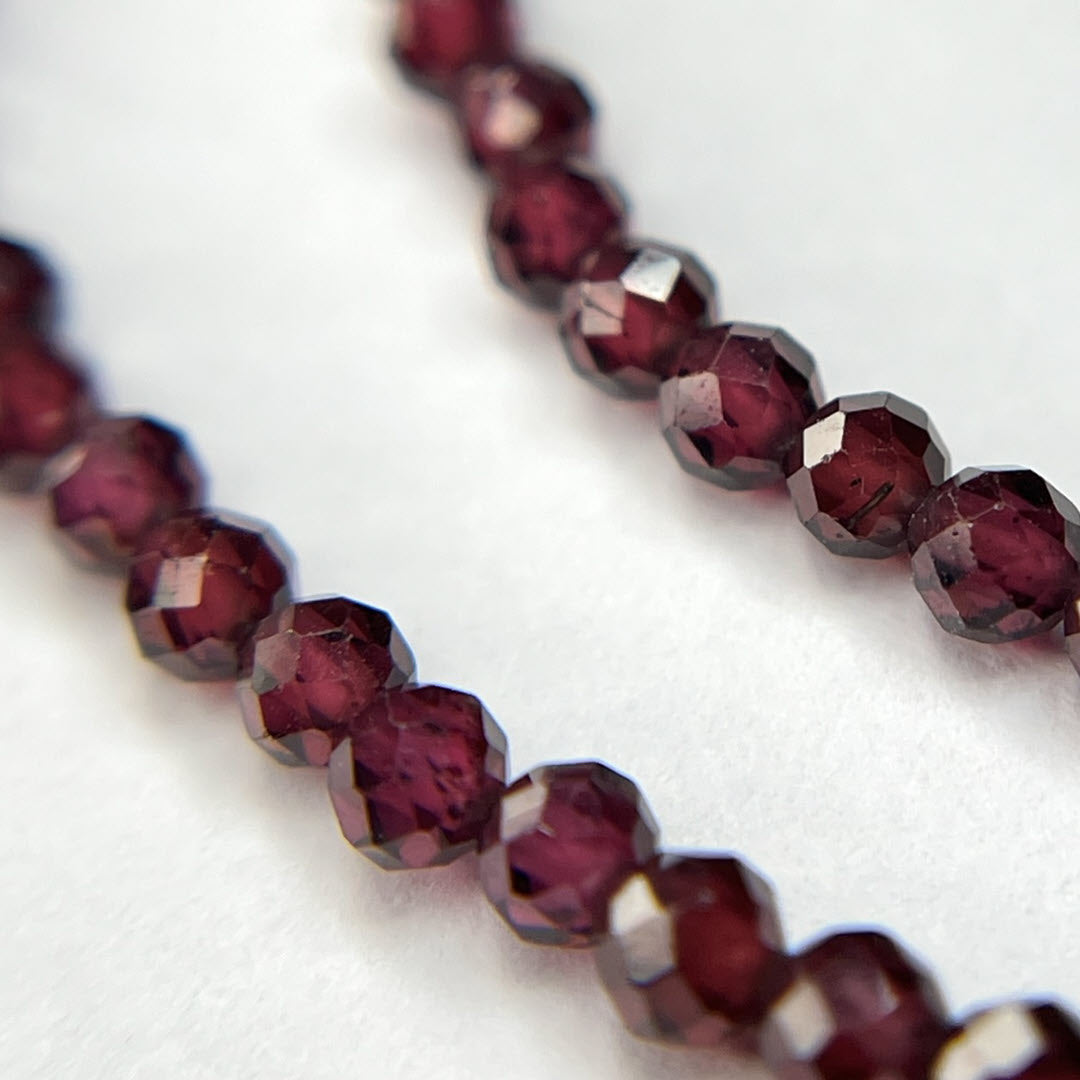 Faceted Garnet 24" Beaded Necklace, 14K Gold Fill