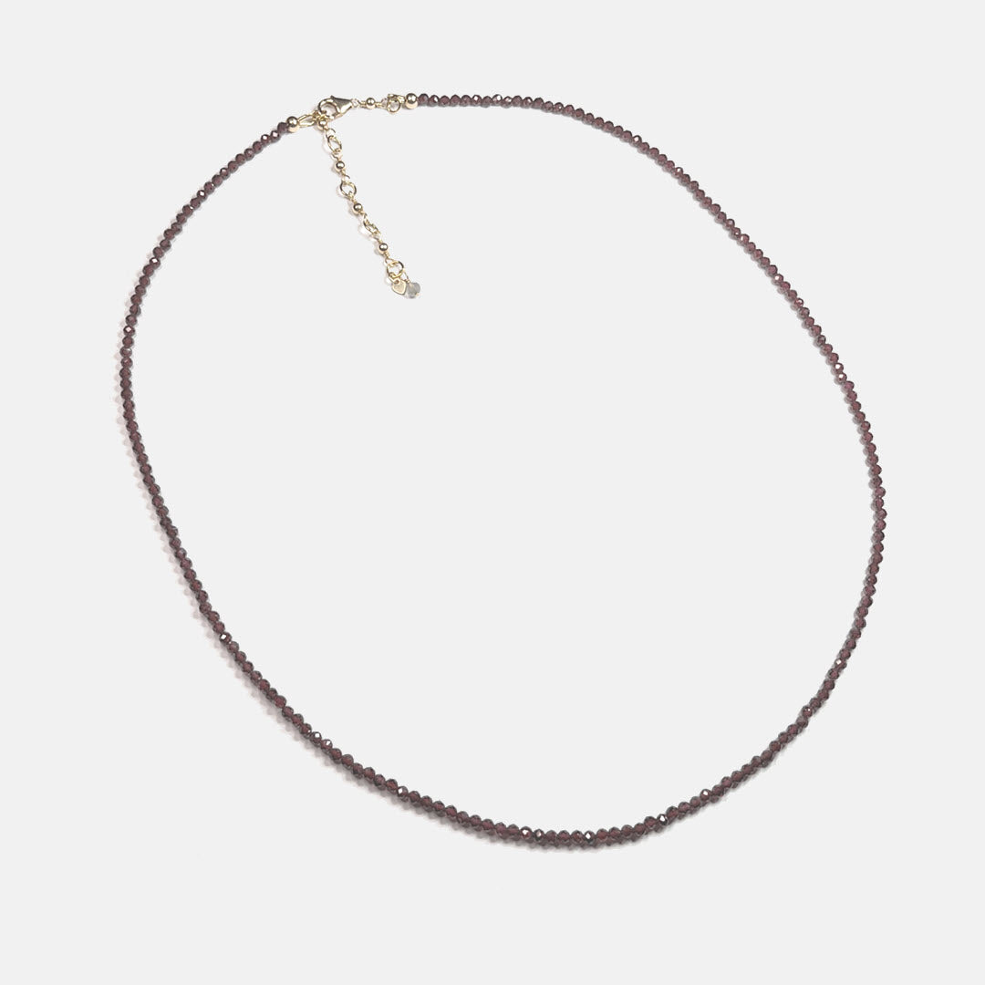 Faceted Garnet 24" Beaded Necklace, 14K Gold Fill