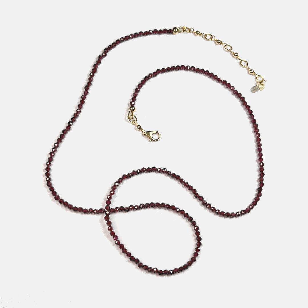 Faceted Garnet 24" Beaded Necklace, 14K Gold Fill