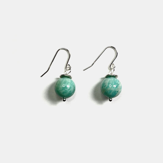 1-Stone Dangle Earrings, Amazonite, Sterling