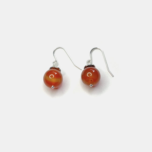 1-Stone Dangle Earrings, Carnelian, Sterling