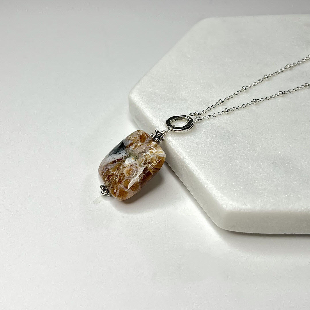 Brandy Opal Square Pendant With Sterling Link
