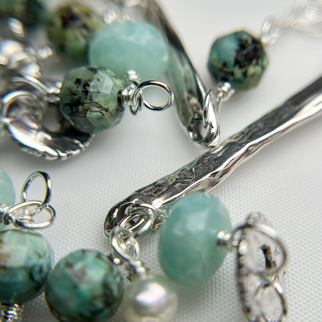 “Sticks and Stones” Necklace, African Turquoise, Sterling