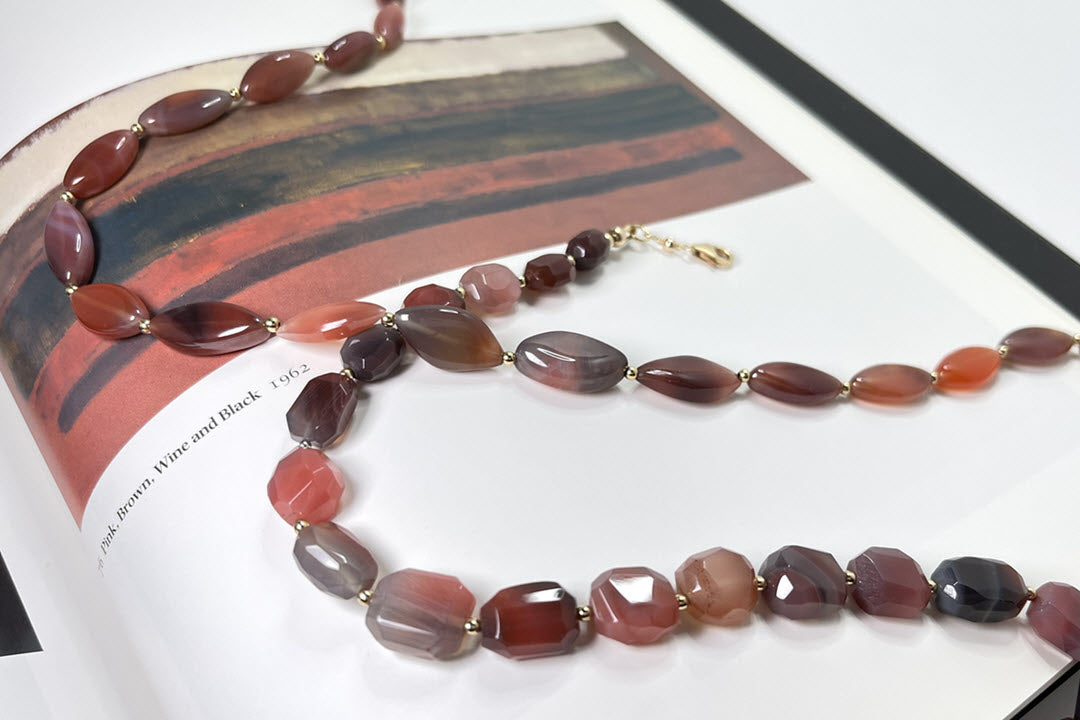 Pink Botswana Agate Nugget Necklace, 14K Gold Fill