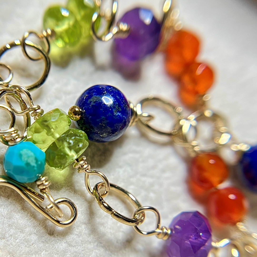 Multicolor Mixed Gemstone Long Party Dangle Earrings, 14K Gold Fill