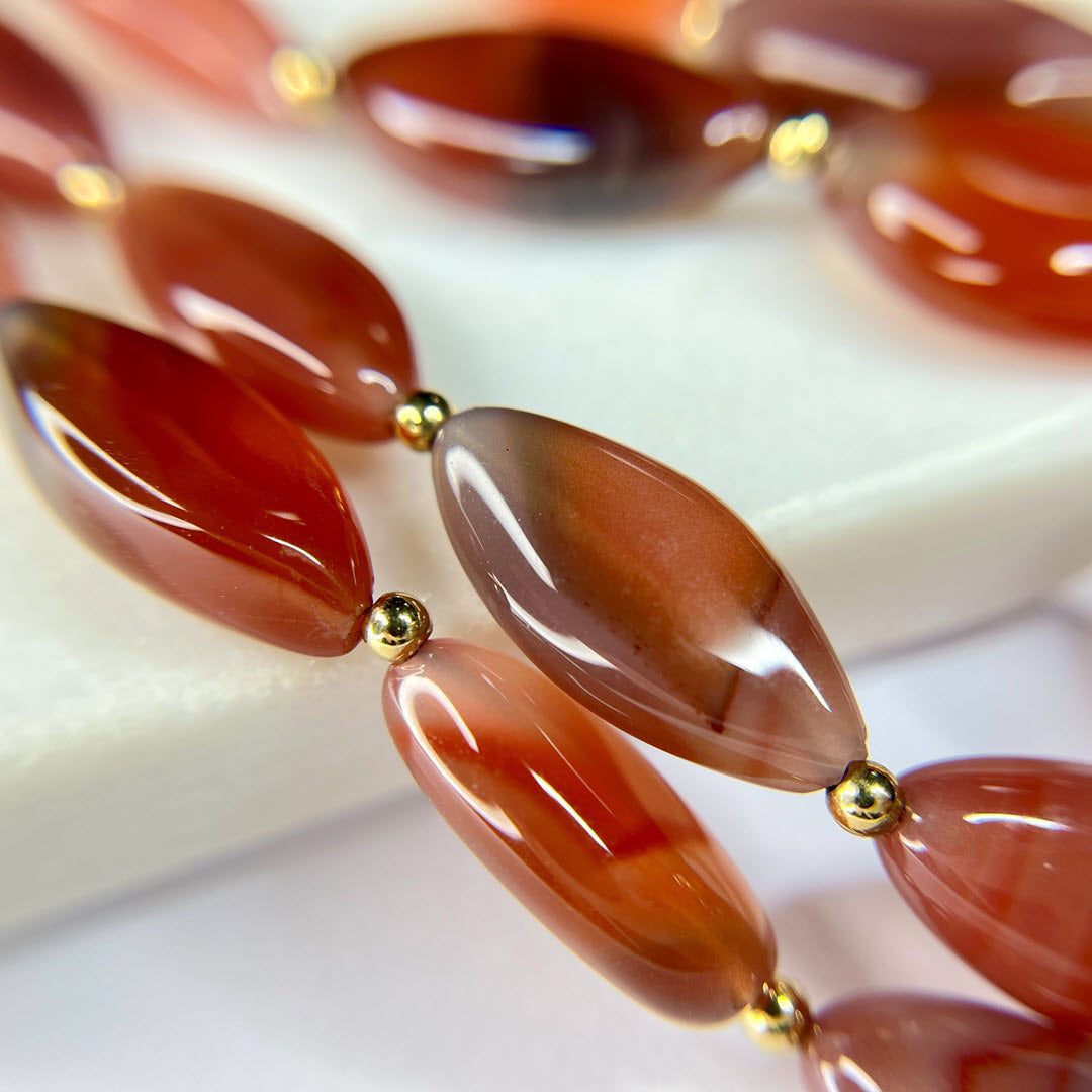 Pink Botswana Agate Marquise Necklace, 14K Gold Fill