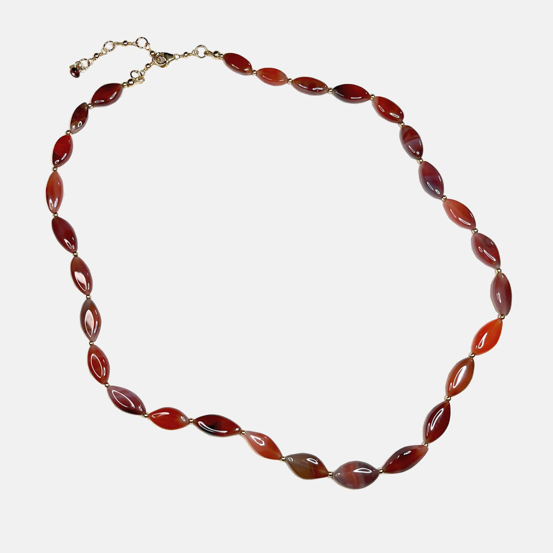 Pink Botswana Agate Marquise Necklace, 14K Gold Fill