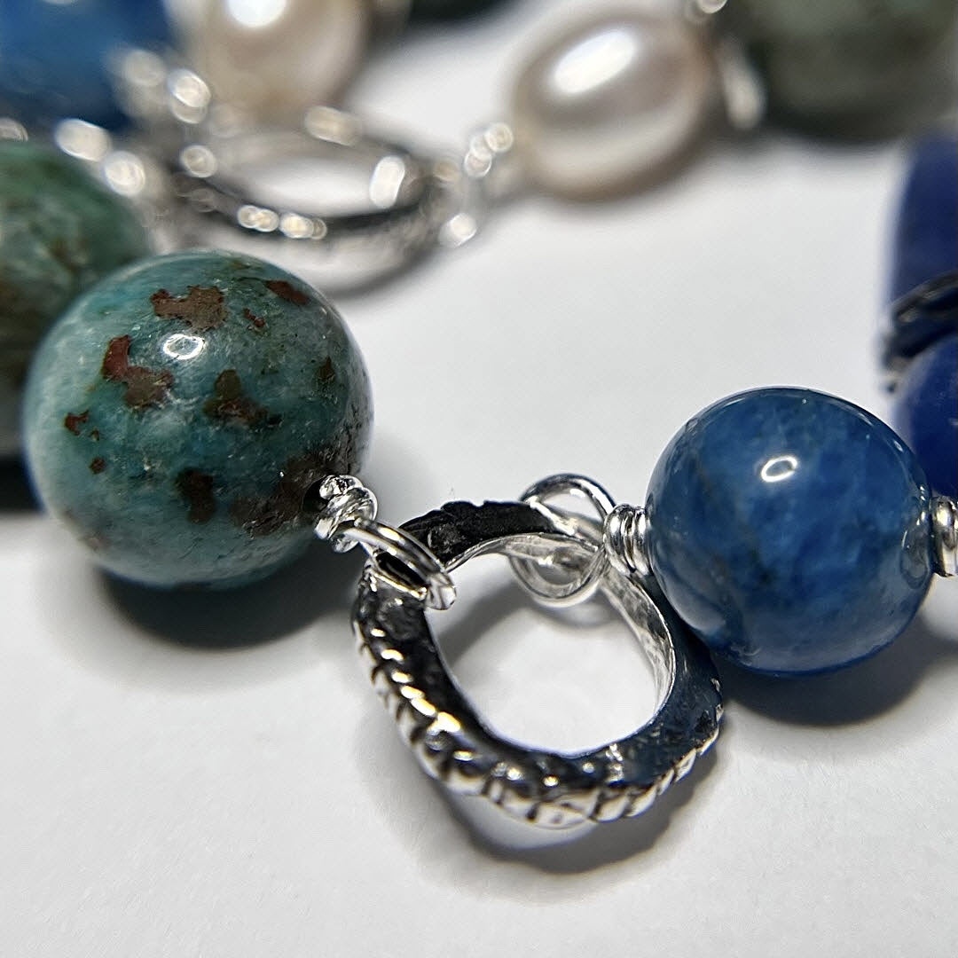 Multi-Gemstone "Matisse Blues" 28" Necklace, Sterling