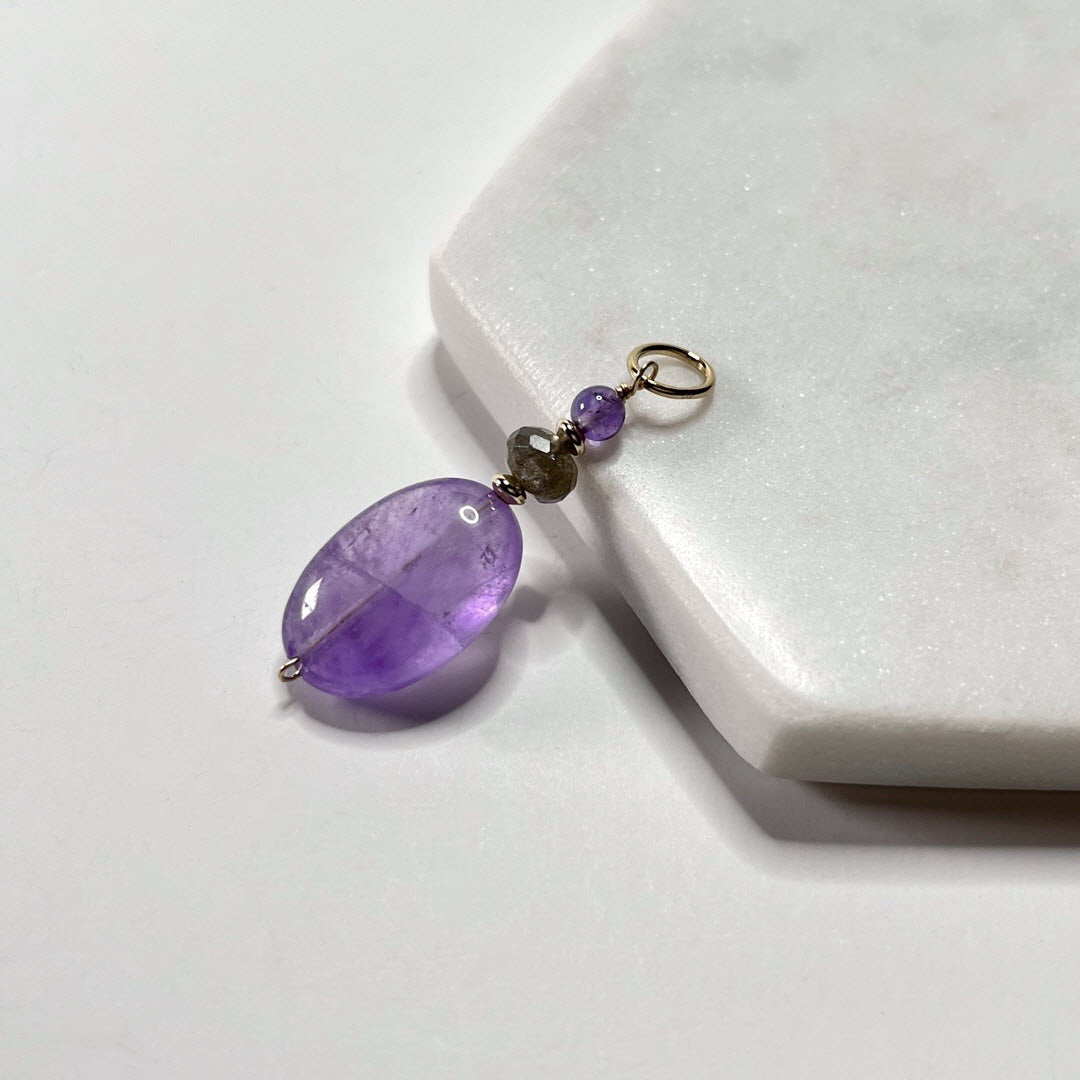 Amethyst and Labradorite Pendant, 14K Gold Fill