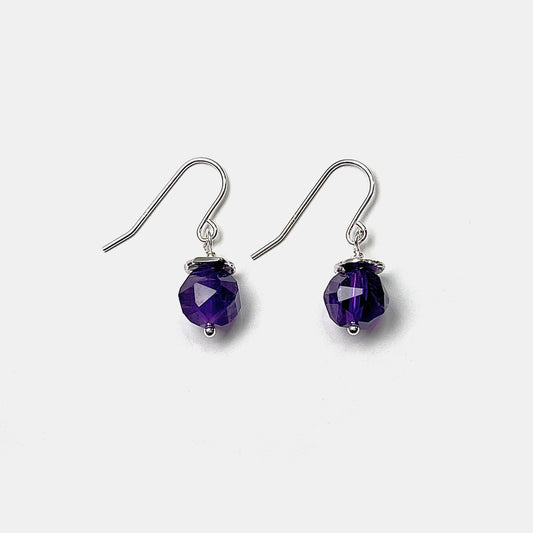 1-Stone Dangle Earrings, Amethyst, Sterling