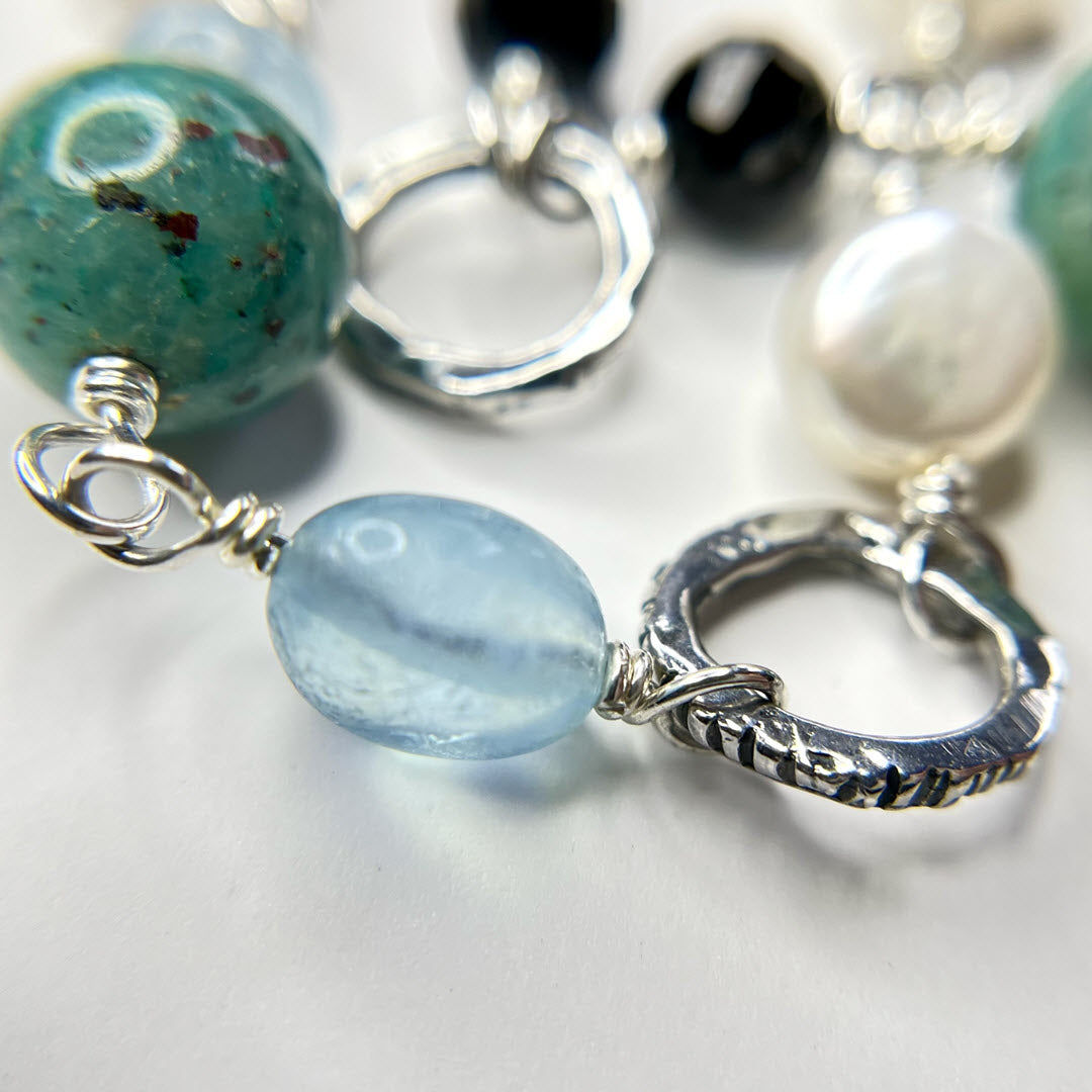 Multi-Gemstone “Matisse Blues” 21" Necklace, Sterling