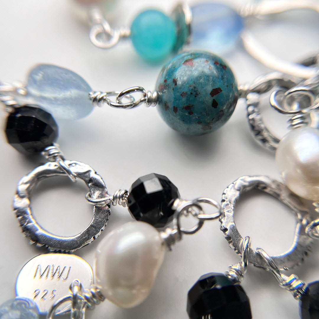 Multi-Gemstone "Matisse Blues" 24" Necklace, Sterling